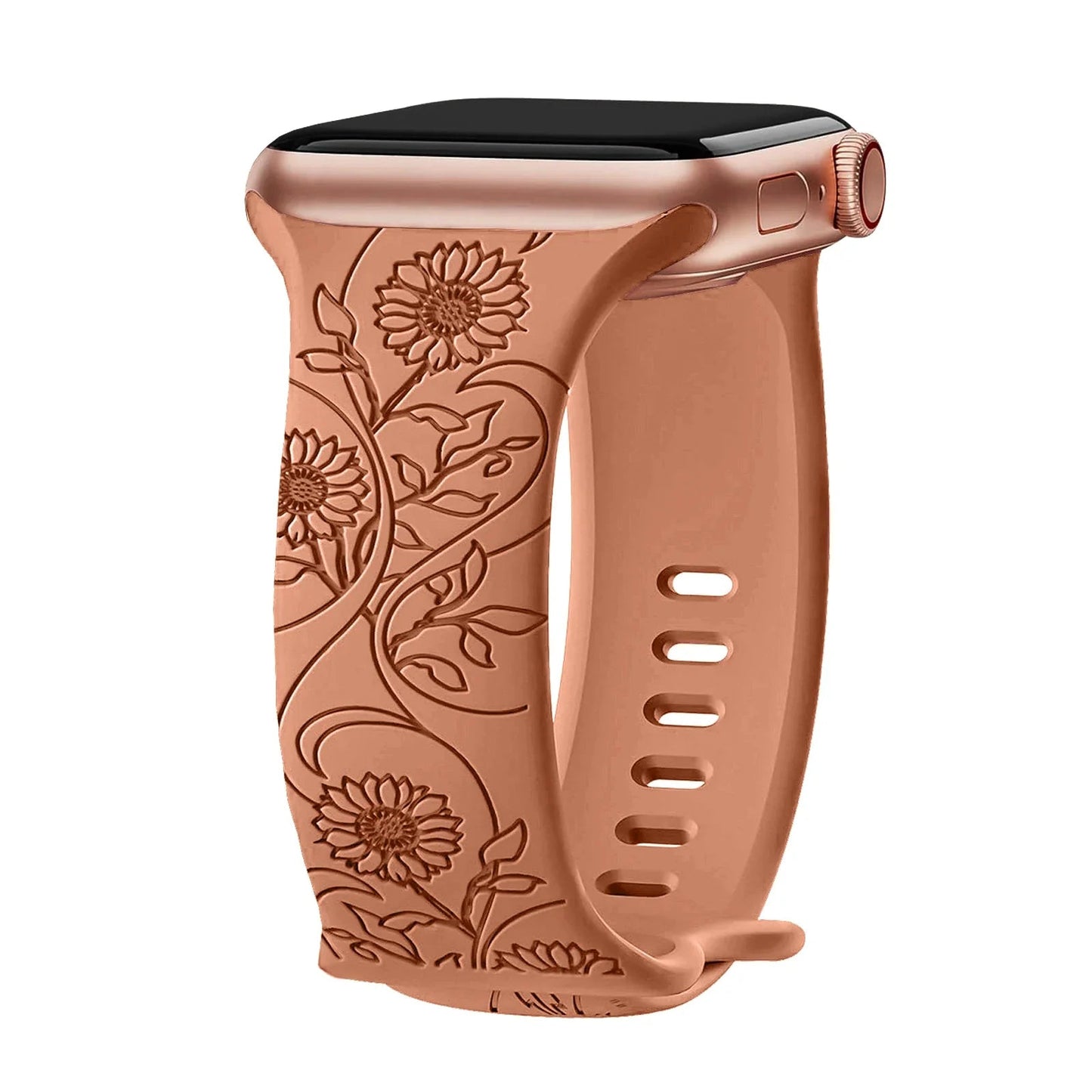 Apple Watch Silicone Strap - Floral Engraved, Soft and Waterproof BandsCo Straps