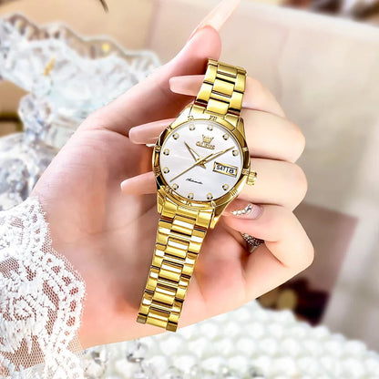 Women's Automatic Two Tone Stainless Steel Watch Pearl BandsCo Straps