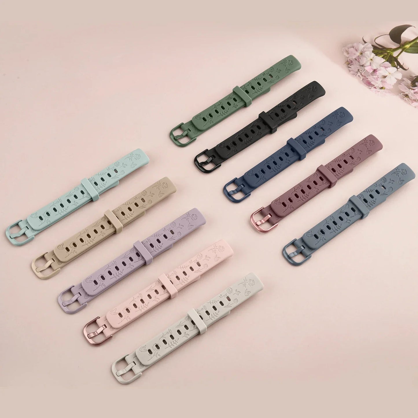 Fitbit Luxe TPU Flower Engraved Band - Soft and Comfortable BandsCo Straps