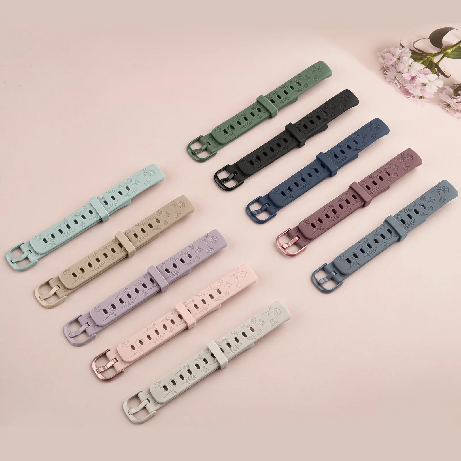 Fitbit Luxe TPU Flower Engraved Band - Soft and Comfortable BandsCo Straps