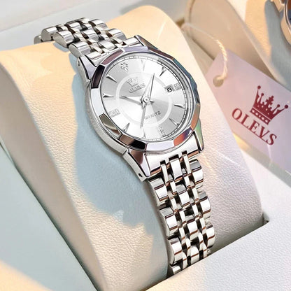 Women's Two Tone Stainless Steel Quartz Watch Luminous BandsCo Straps