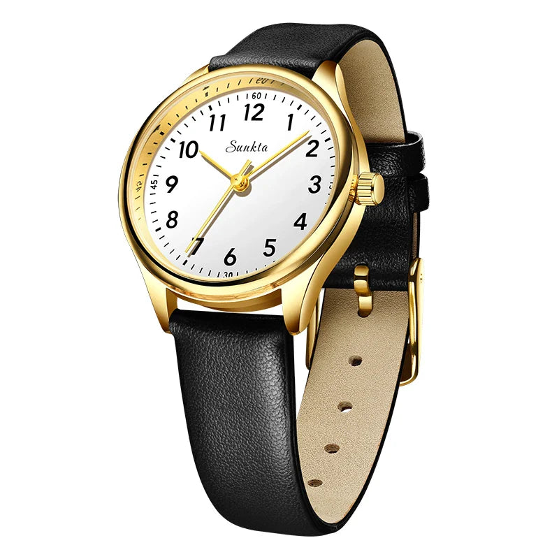 Gold Stainless Steel Women's Watch Quartz Minimalist BandsCo Straps