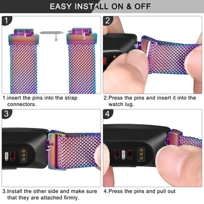 Fitbit Inspire 2, 1, HR Stainless Steel Magnetic Band - Mesh BandsCo Straps