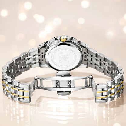 Women's Two Tone Stainless Steel Quartz Watch Luminous BandsCo Straps