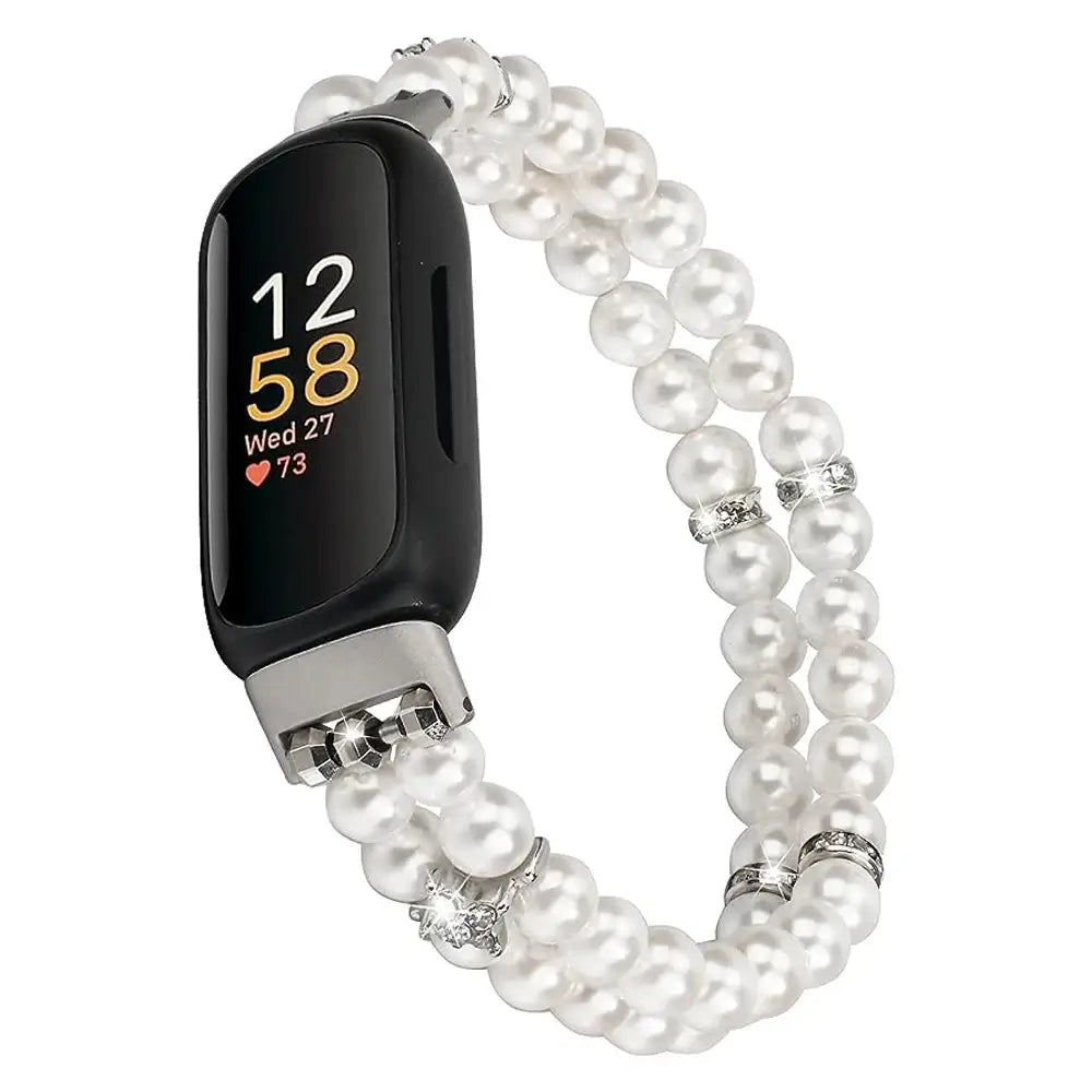 Fitbit Inspire 3 Elastic Pearl Band – Stylish Beaded Stretch Strap BandsCo Straps