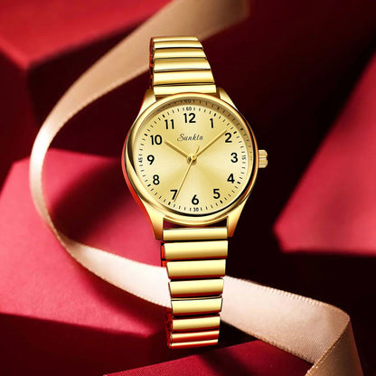 Gold Stainless Steel Women's Watch Quartz Minimalist BandsCo Straps