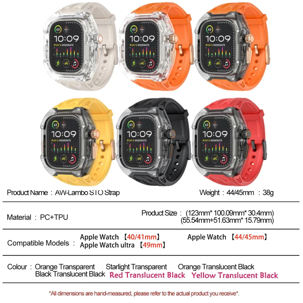 Transparent Armor Mod Kit for Apple Watch Ultra - Rugged Clear Case & TPU Sport Band Wristwatchstraps.co