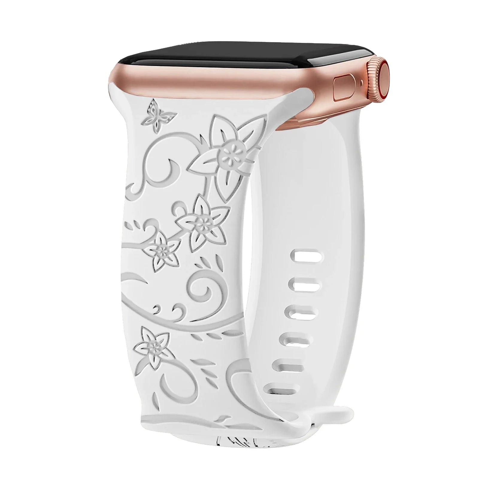 Apple Watch Silicone Strap - Floral Engraved, Soft and Waterproof BandsCo Straps