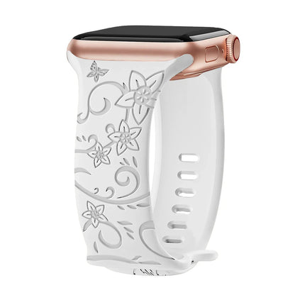 Apple Watch Silicone Strap - Floral Engraved, Soft and Waterproof BandsCo Straps