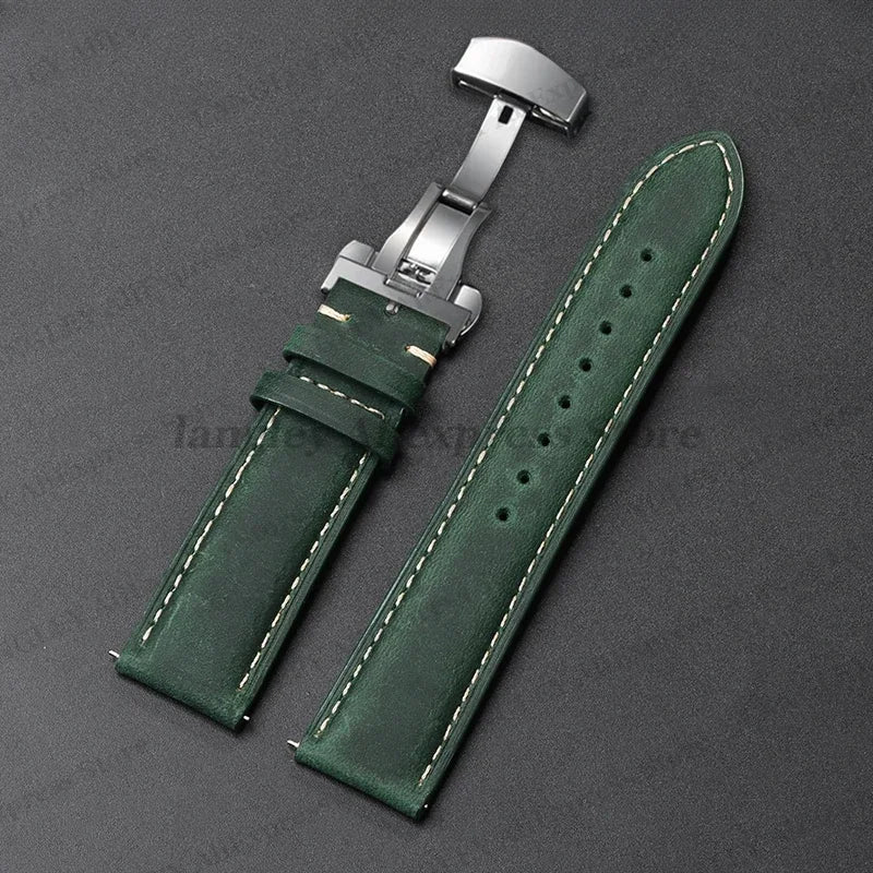 COROS Leather Watch Band Genuine Calfskin Brown Strap Butterfly Clasp BandsCo Straps