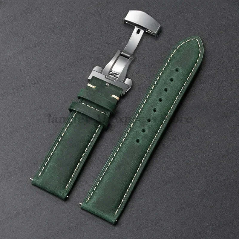 Amazfit Leather Watch Band Calfskin Strap with Butterfly Buckle Brown BandsCo Straps