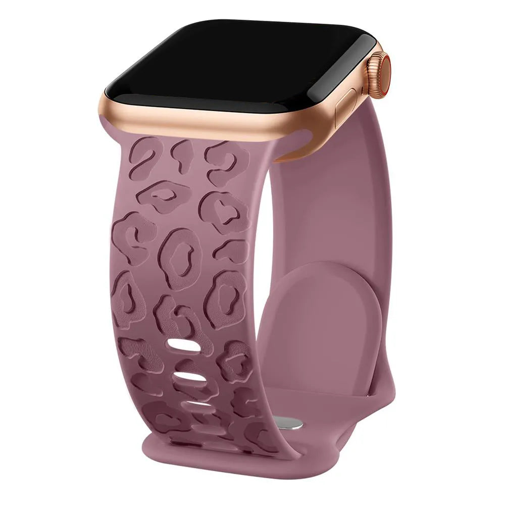 Embossed Cheetah Print Silicone Strap For Apple Watch - Wristwatchstraps.co