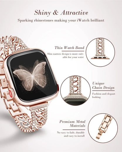 Apple Watch Chain Diamond Band - Rhinestone Loop Strap BandsCo Straps