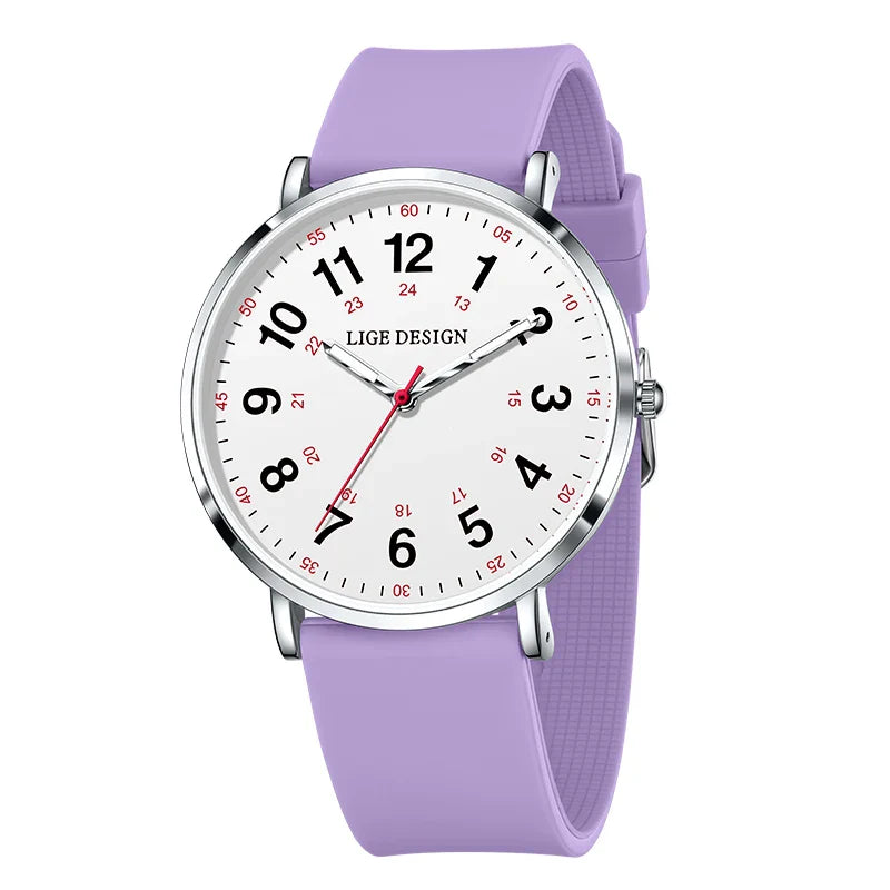 Women's Pink Silicone Watch Large Dial Rose Gold Minimal BandsCo Straps