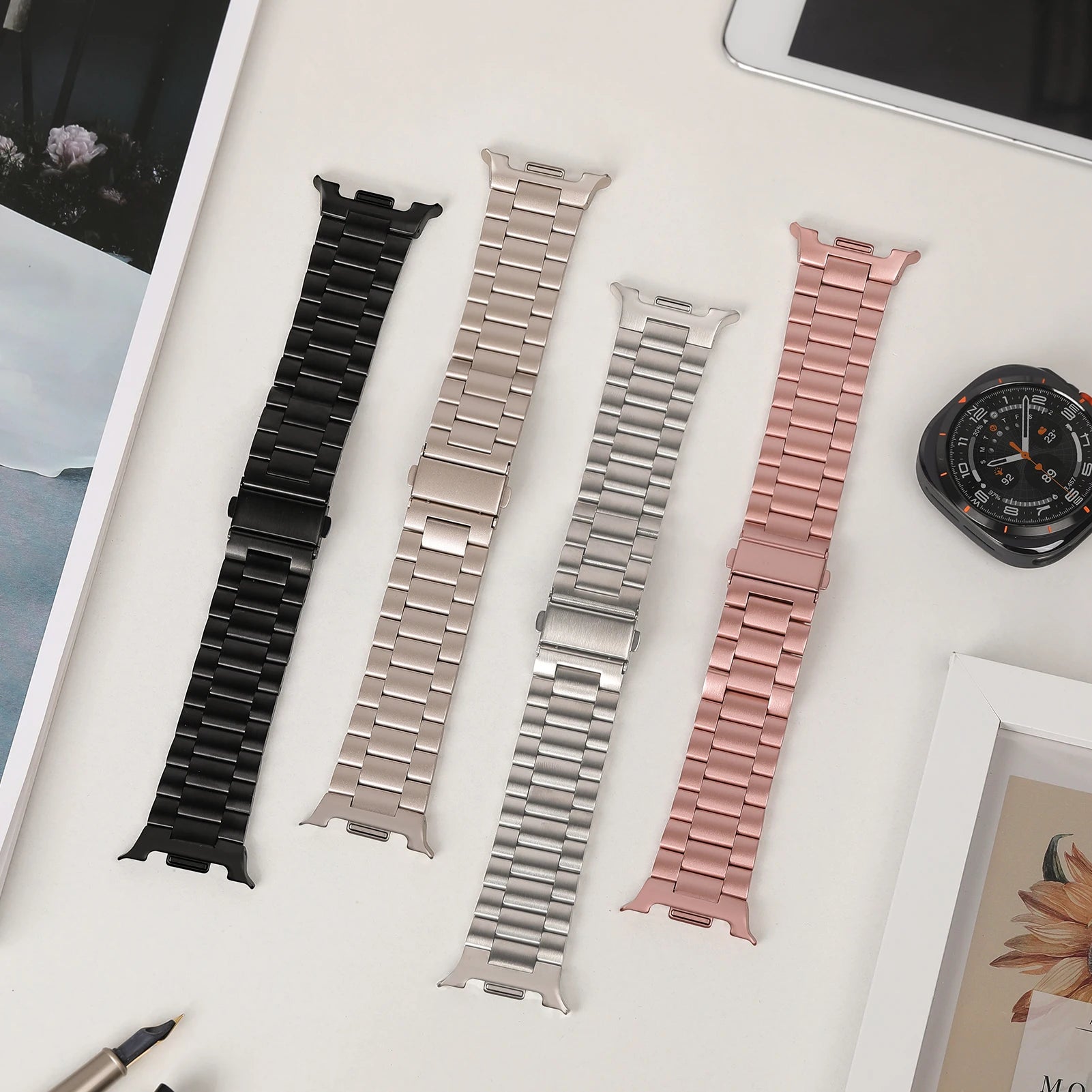 Galaxy Watch 8 Stainless Steel Band – Stylish Metal Bracelet Wristwatchstraps.co