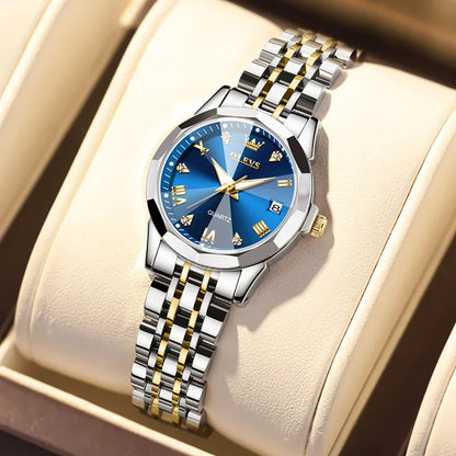 Women's Two Tone Stainless Steel Quartz Watch With Date BandsCo Straps