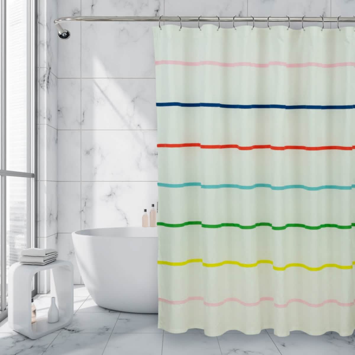 Royale Linens Double Brushed Microfber 1800 Thread Printed Shower Curtain DailySale