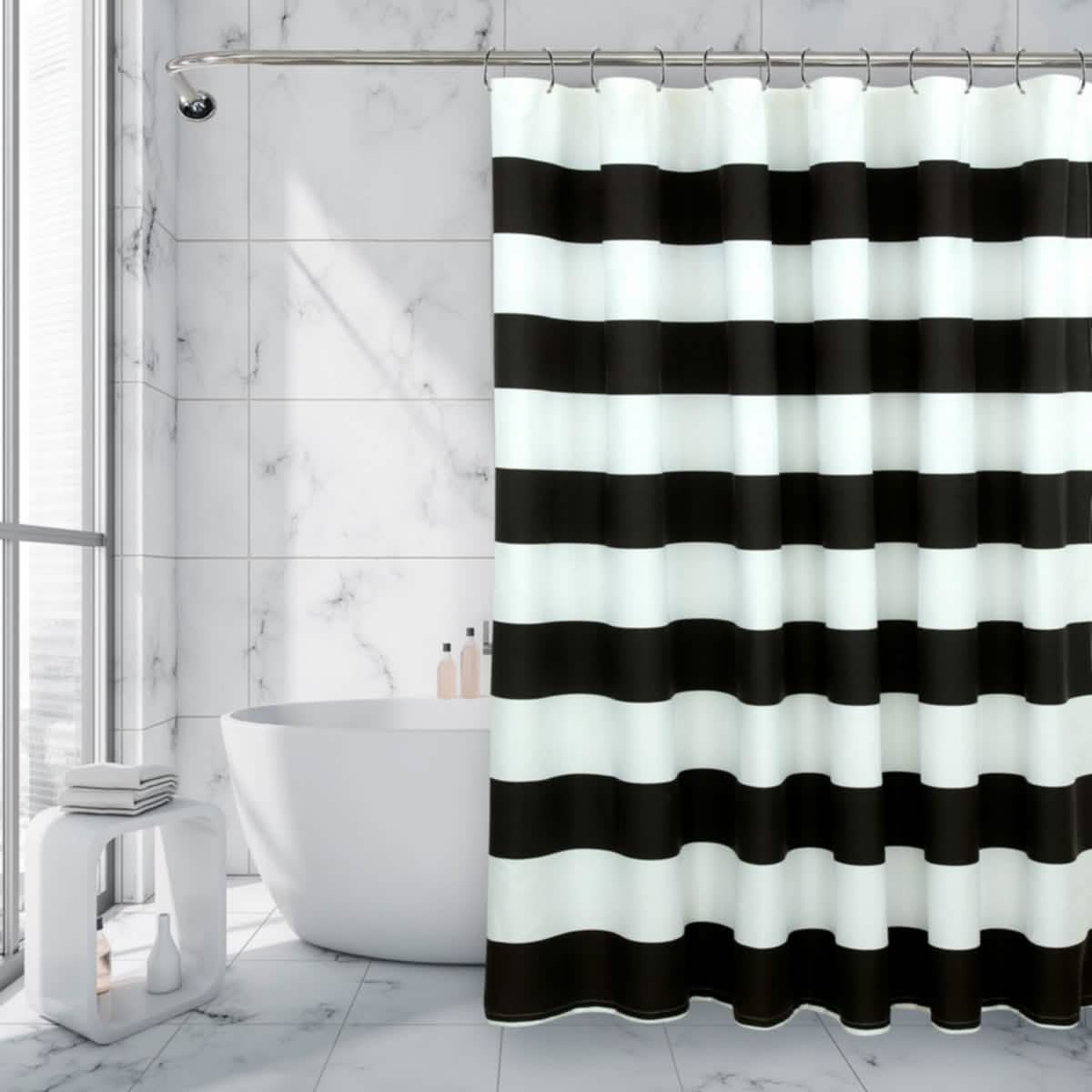 Royale Linens Double Brushed Microfber 1800 Thread Printed Shower Curtain DailySale