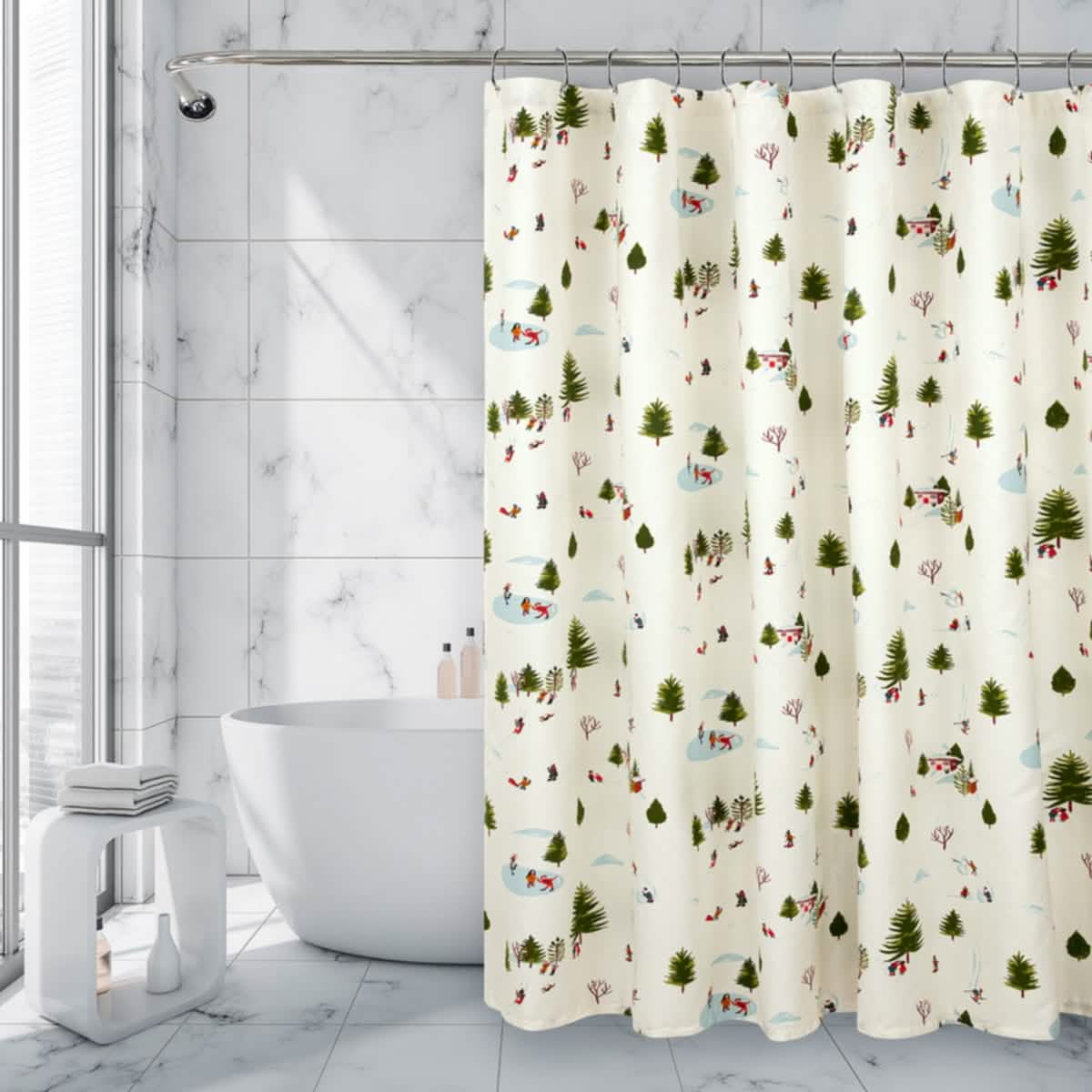 Royale Linens Double Brushed Microfber 1800 Thread Printed Shower Curtain DailySale