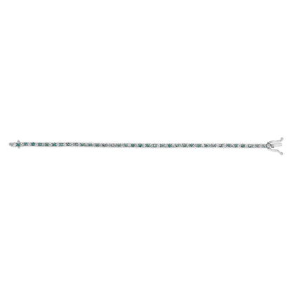 14K White Gold 4.0 Cttw Alternating White and Blue Lab Grown Diamond Tennis Bracelet - 7" inches Bids.com