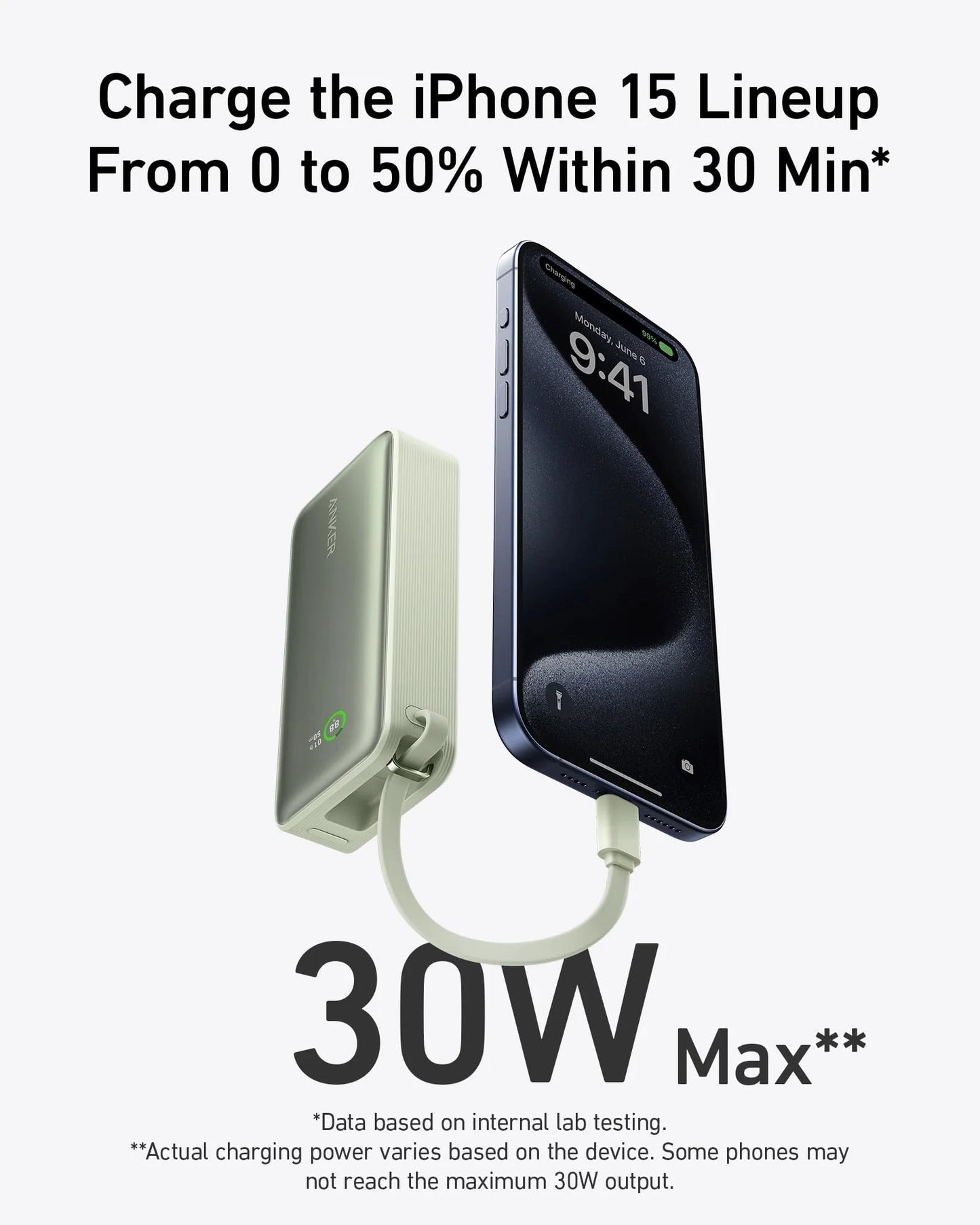 Anker Nano Power Bank (30W, Built-In USB-C Cable) Anker
