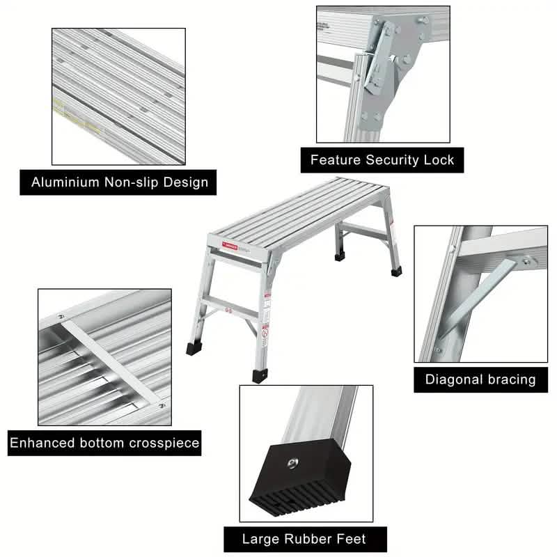 Portable Bench Folding Ladder Stool with Non-Slip Design DailySale