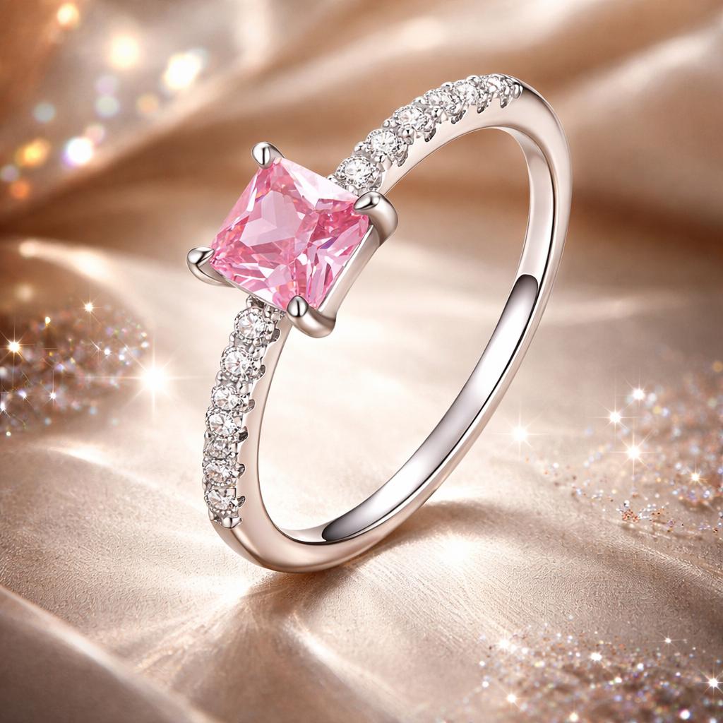 925 Sterling Silver Ring Size 6.0 with Pavé Setting CZ and Platinum Plating Bids.com