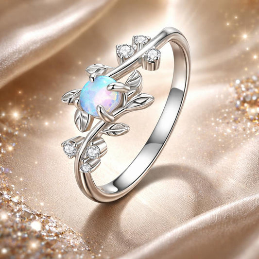 925 Sterling Silver Opal & CZ Ring 0.2cm Size 6.0 for Women Bids.com