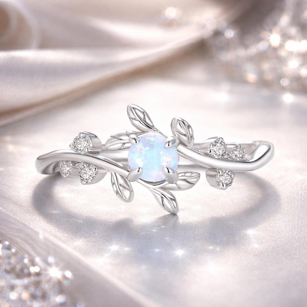 925 Sterling Silver Opal & CZ Ring 0.2cm Size 6.0 for Women Bids.com