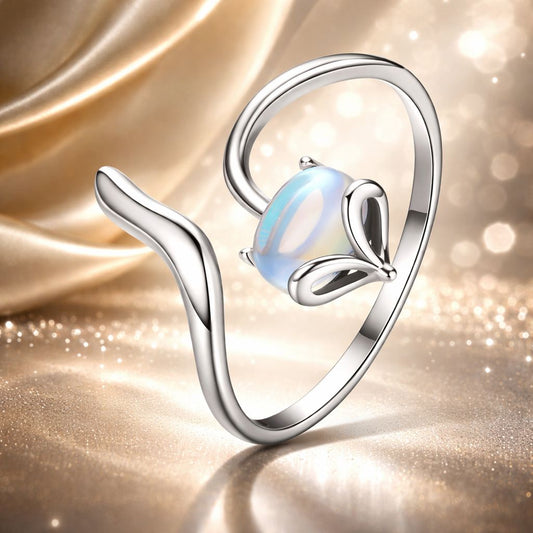 925 Sterling Silver 0.8 Carat Genuine Moonstone Ring for Women Bids.com