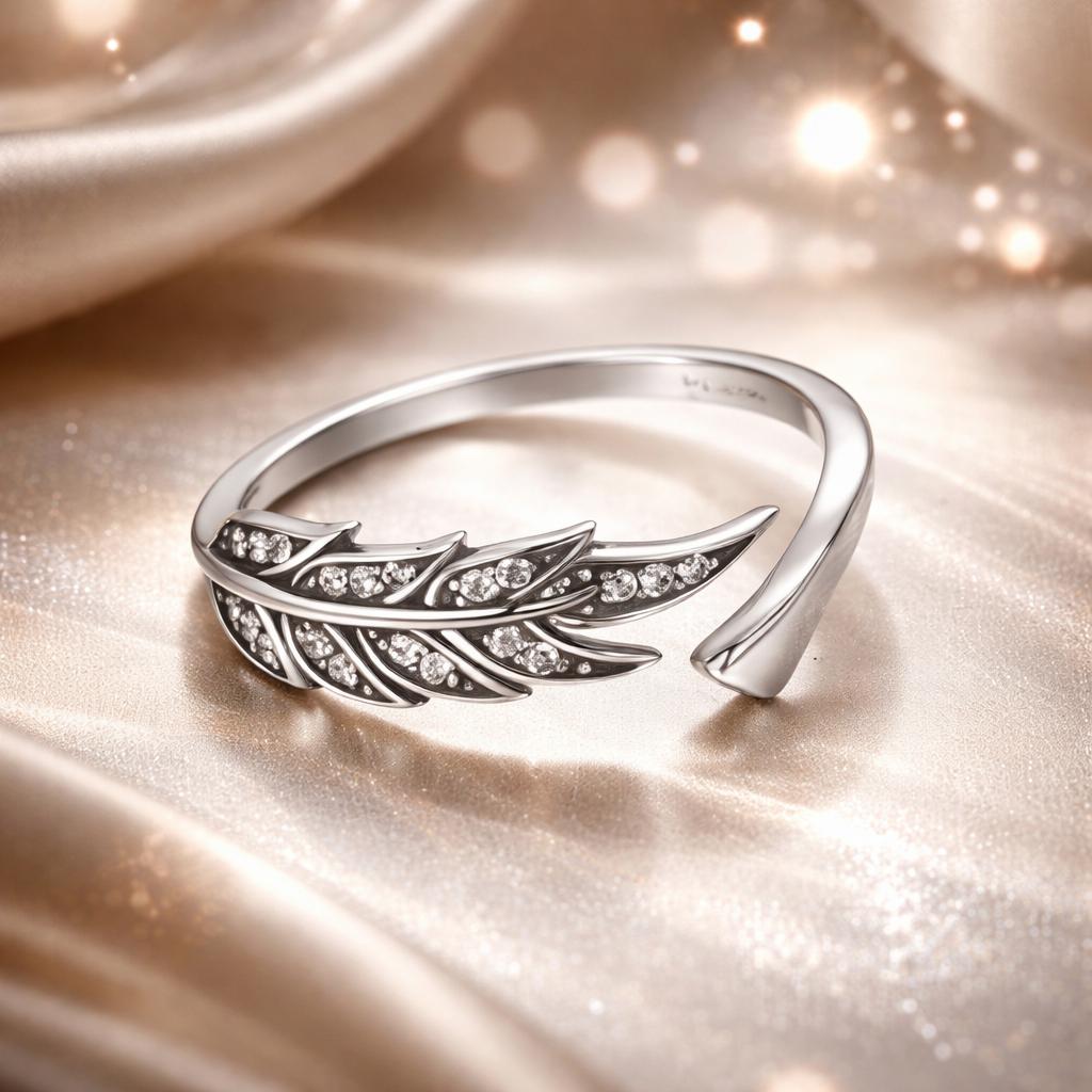 925 Sterling Silver Pavé Setting CZ Leaf Ring for Women Bids.com