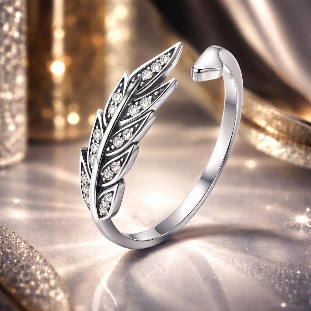 925 Sterling Silver Pavé Setting CZ Leaf Ring for Women Bids.com