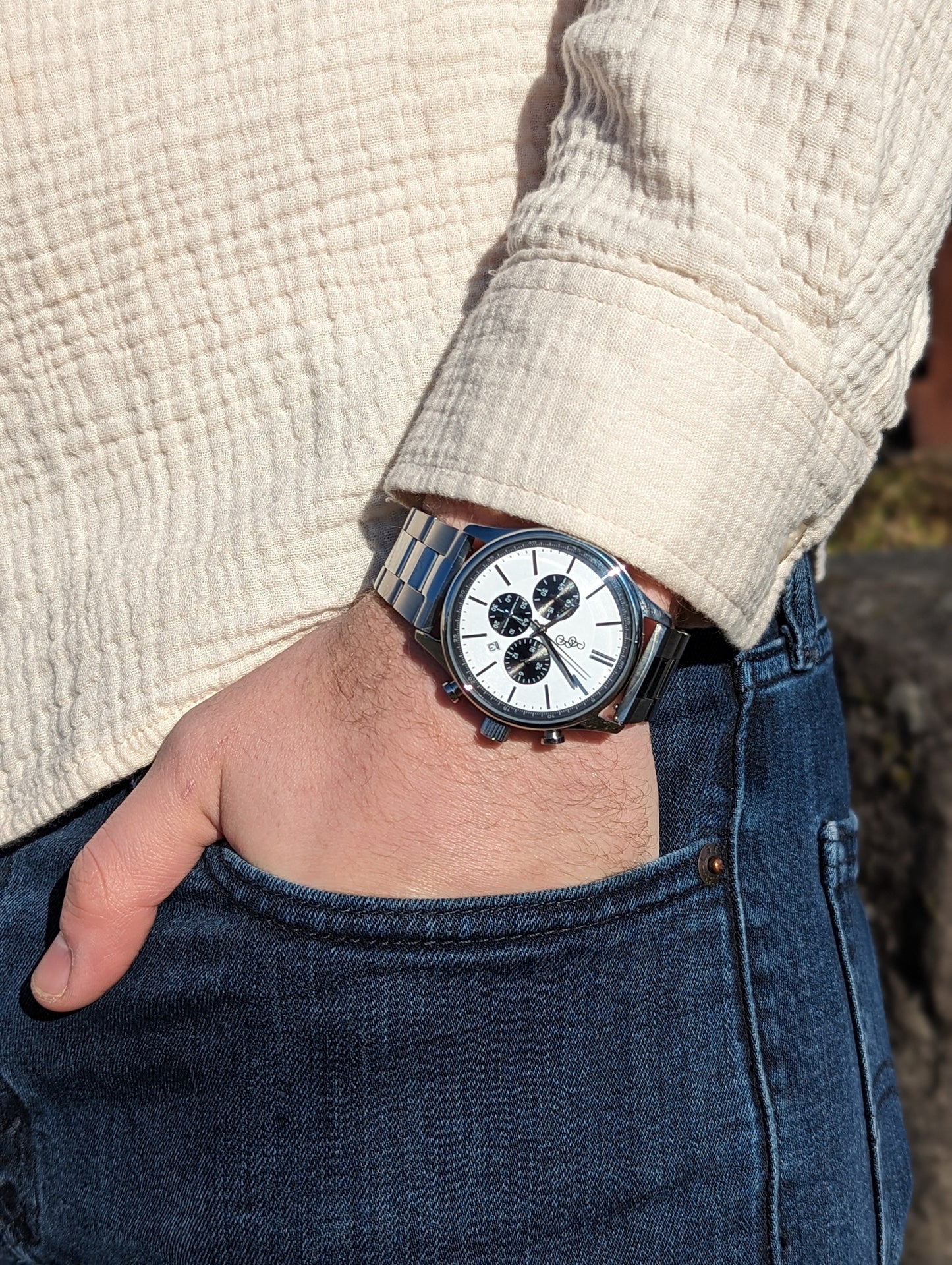 White and Black Chronograph The Beyond Boring Watch Company