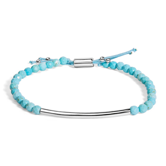 Sterling Silver Turquoise Beads Station Bracelet with Bolo Clasp Bids.com
