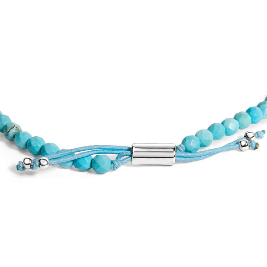 Sterling Silver Turquoise Beads Station Bracelet with Bolo Clasp Bids.com