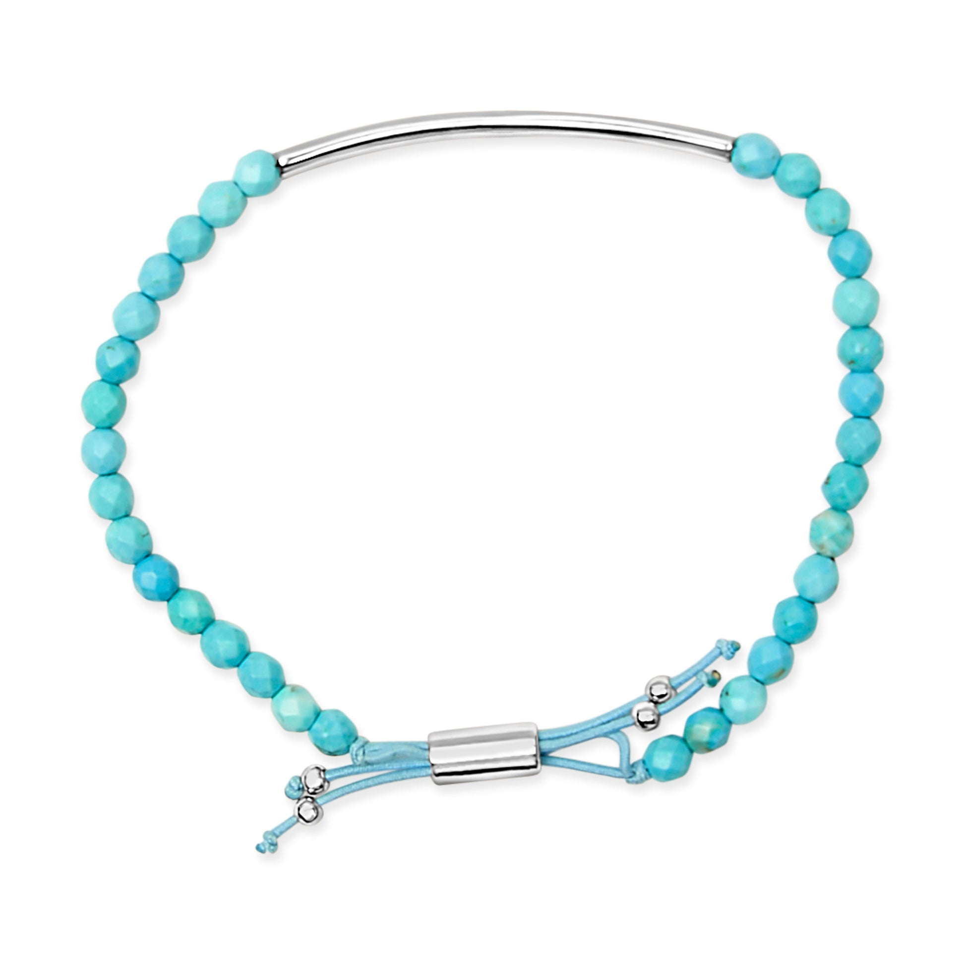 Sterling Silver Turquoise Beads Station Bracelet with Bolo Clasp Bids.com