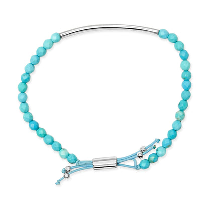 Sterling Silver Turquoise Beads Station Bracelet with Bolo Clasp Bids.com
