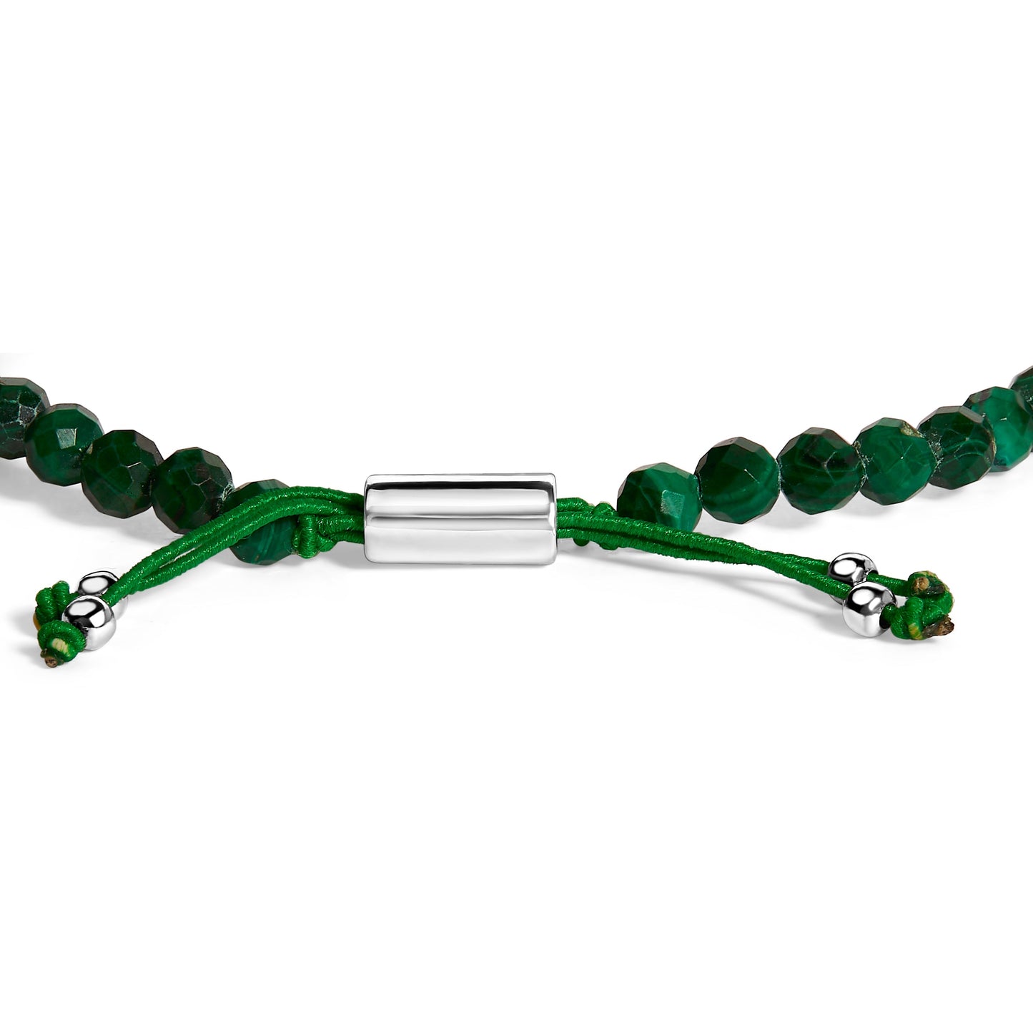 Sterling Silver Malachite Bead Station Bracelet with Bolo Clasp Bids.com