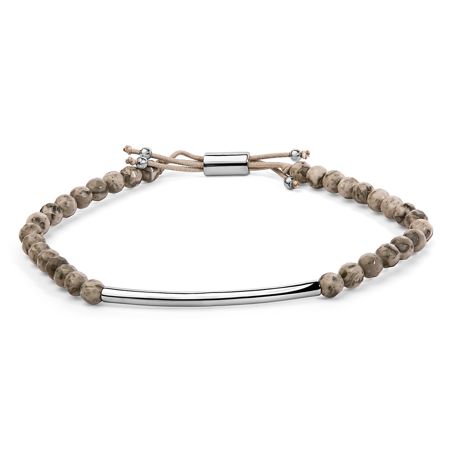 Sterling Silver Jasper Bead Station Bracelet Bolo Clasp Bids.com