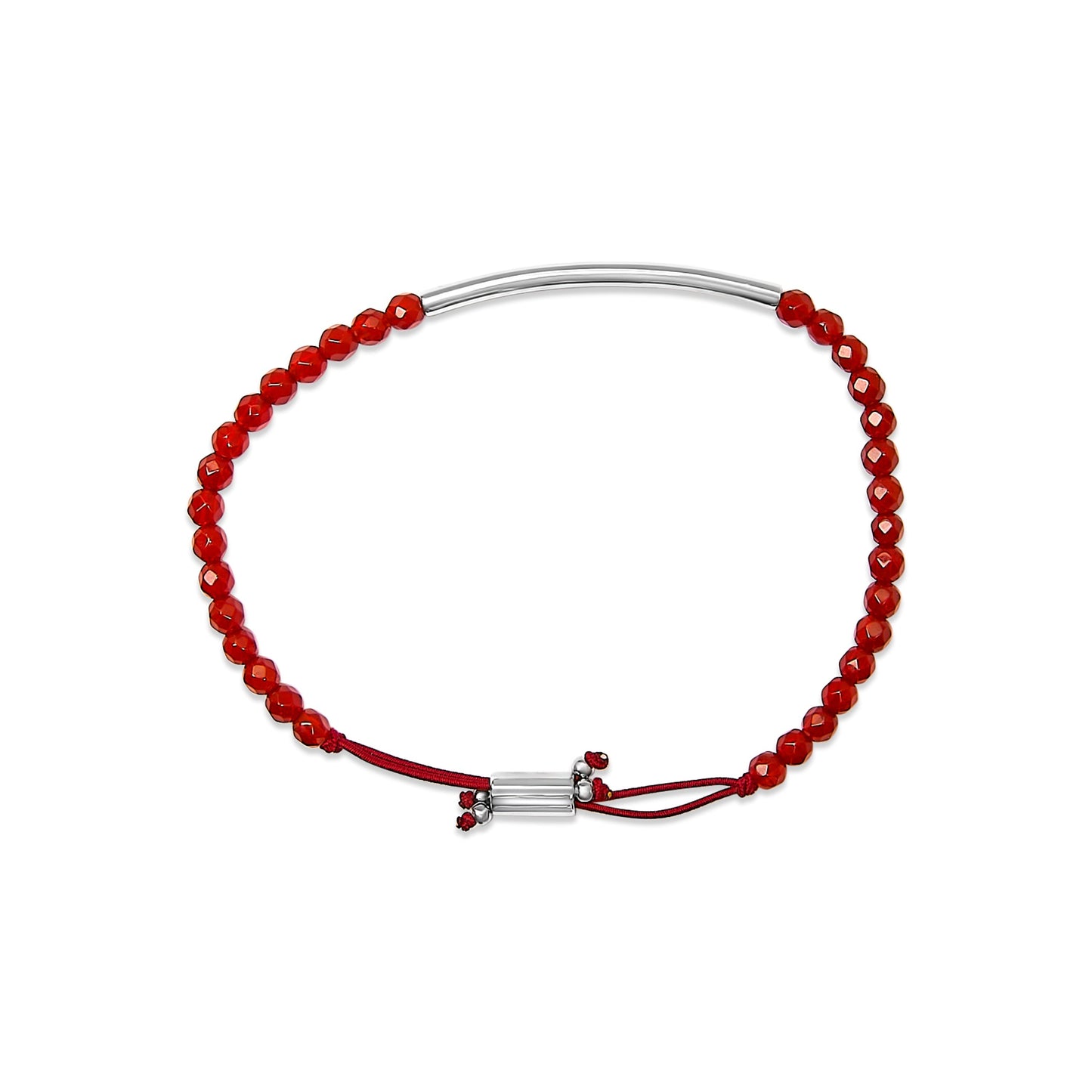 Sterling Silver Red Jasper Bead Station Bracelet with Bolo Clasp Bids.com