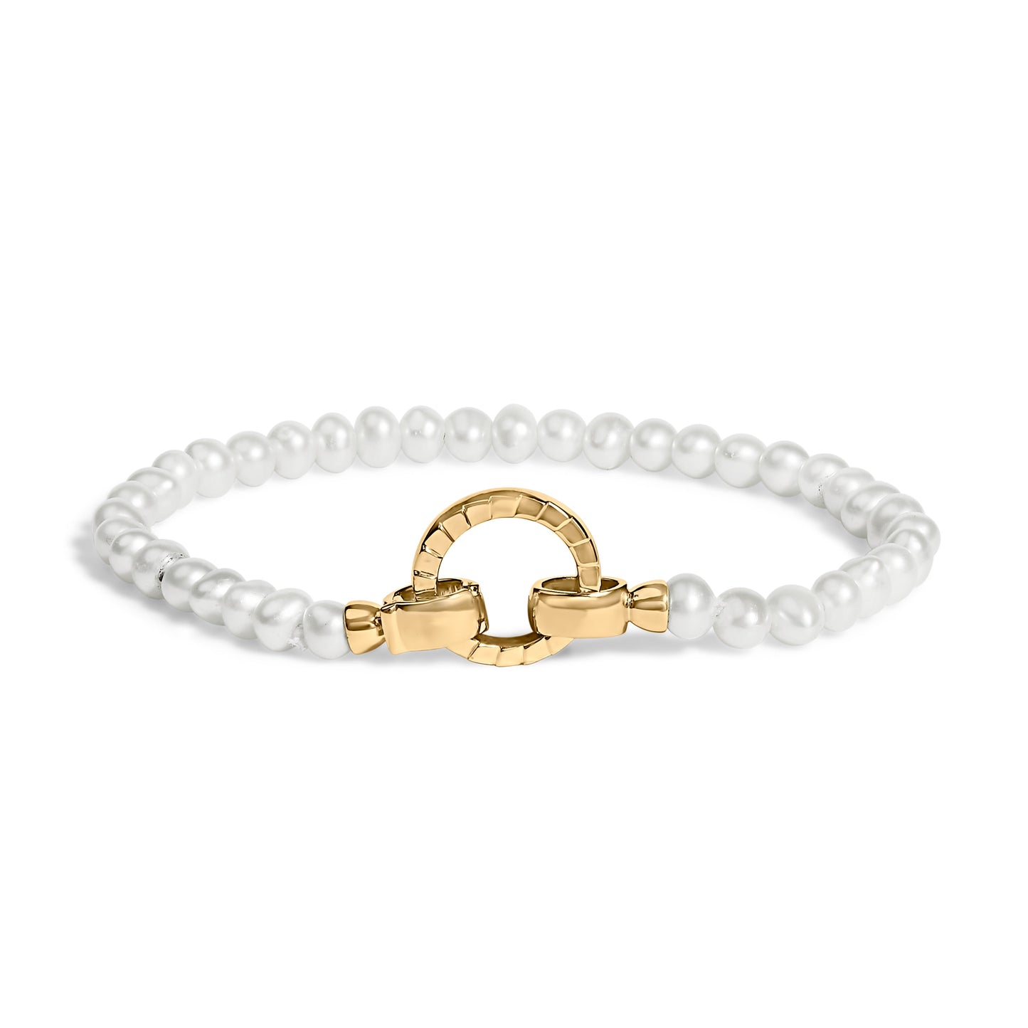 18K Yellow Gold Vermeil Pearl Infinity Lock Tennis Bracelet Bids.com