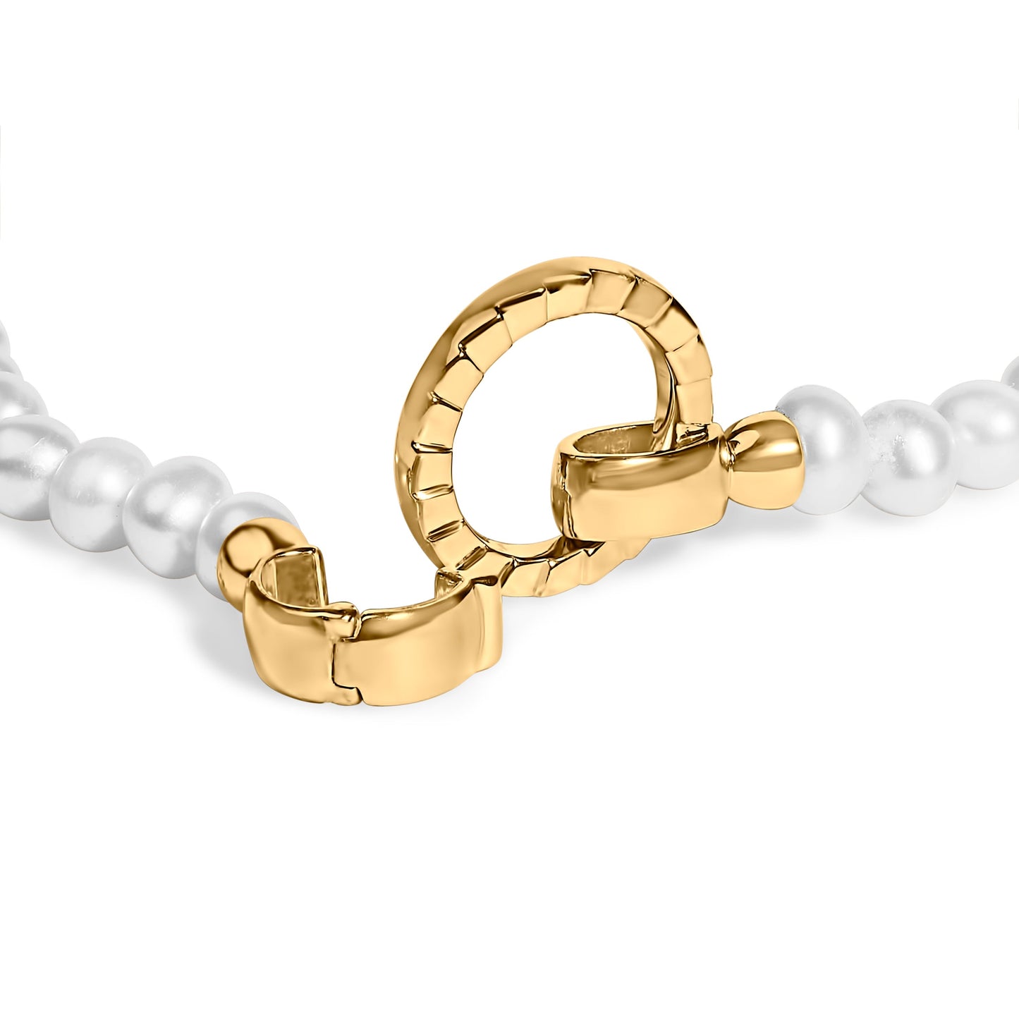 18K Yellow Gold Vermeil Pearl Infinity Lock Tennis Bracelet Bids.com