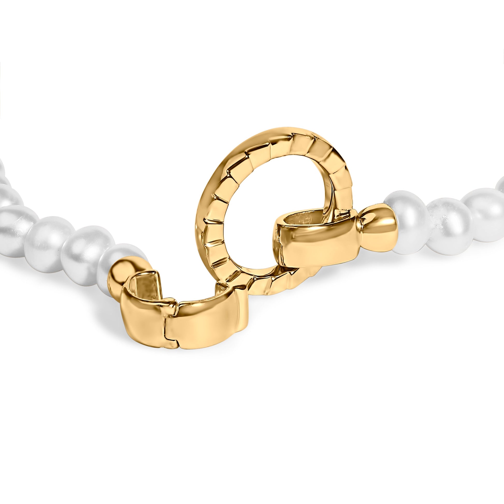 18K Yellow Gold Vermeil Pearl Infinity Lock Tennis Bracelet Bids.com