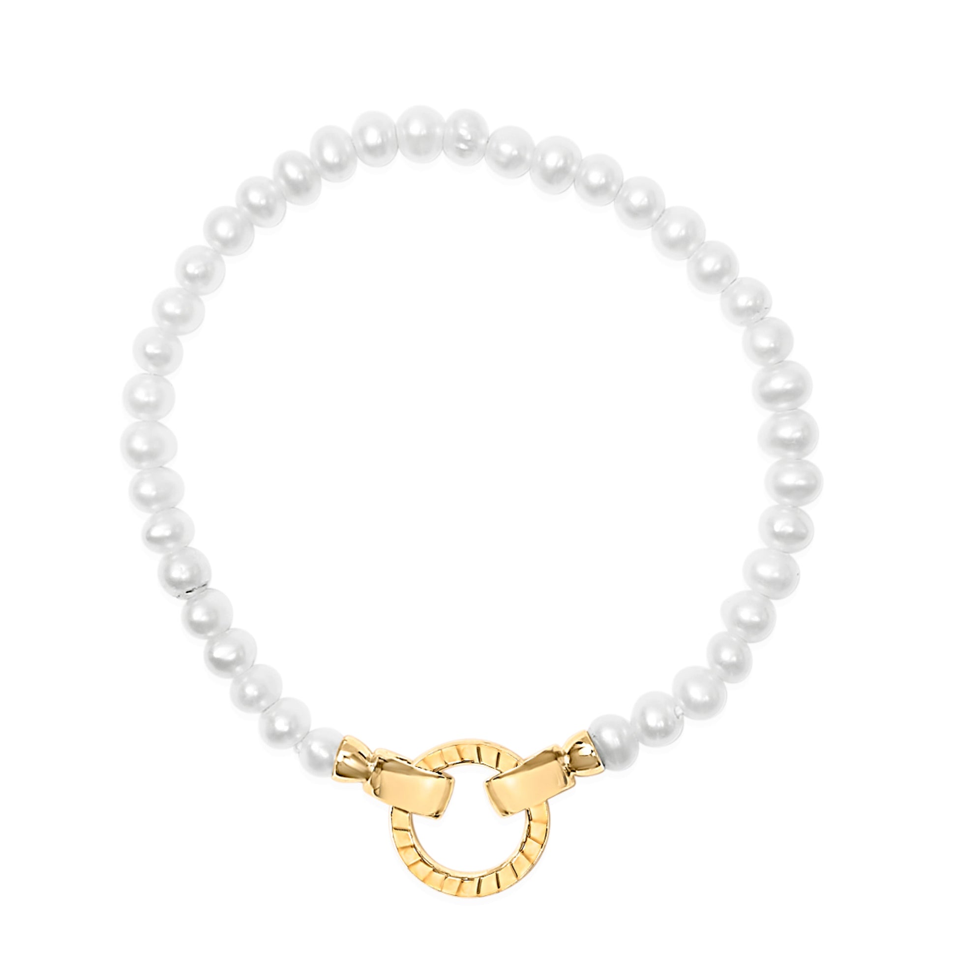 18K Yellow Gold Vermeil Pearl Infinity Lock Tennis Bracelet Bids.com