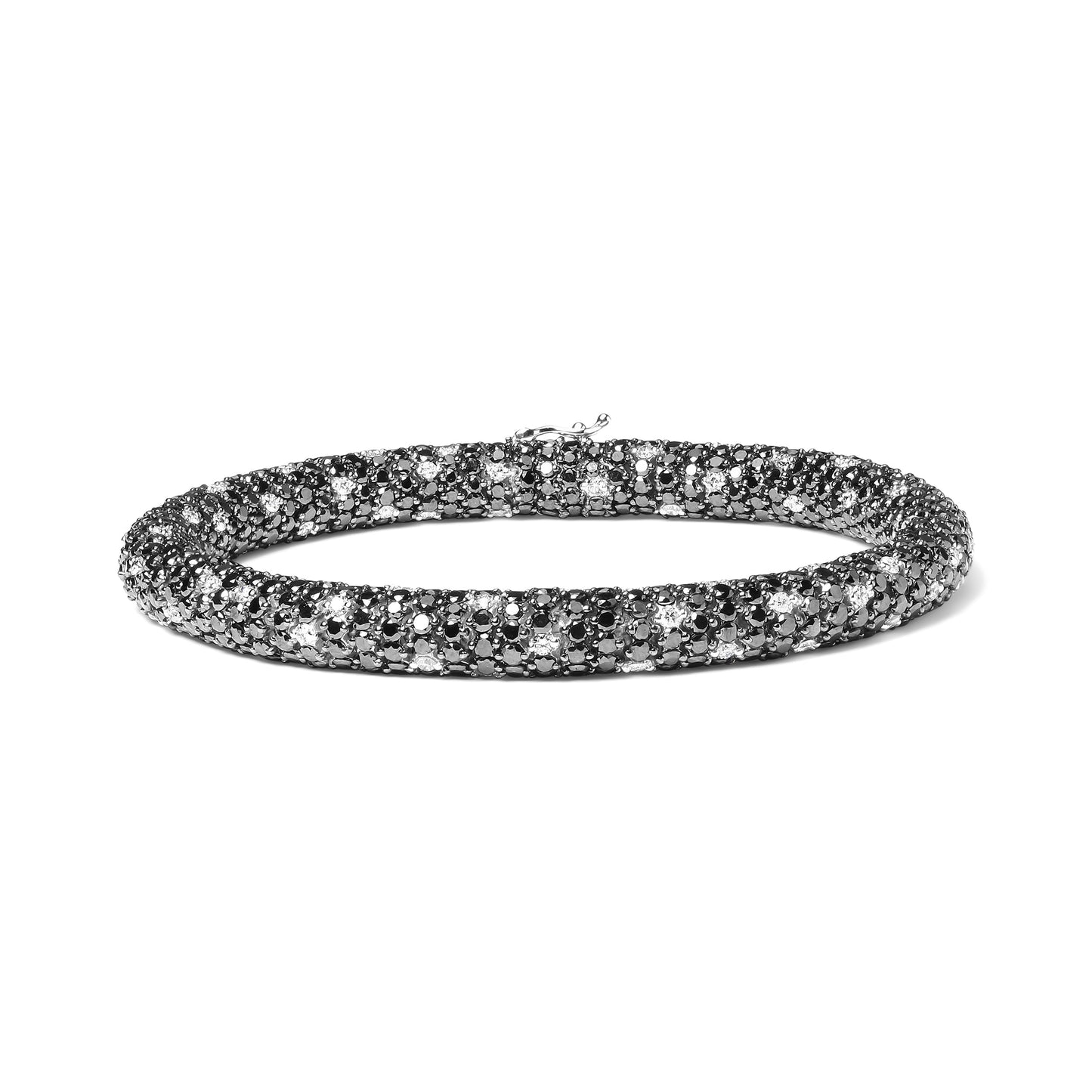 18K White Gold 20.0 Cttw Black and White Pave Set Diamond Eternity Snake Skin Style Tennis Bracelet (Black and G-H Color, SI1-SI2 Clarity) - Size 7" Bids.com