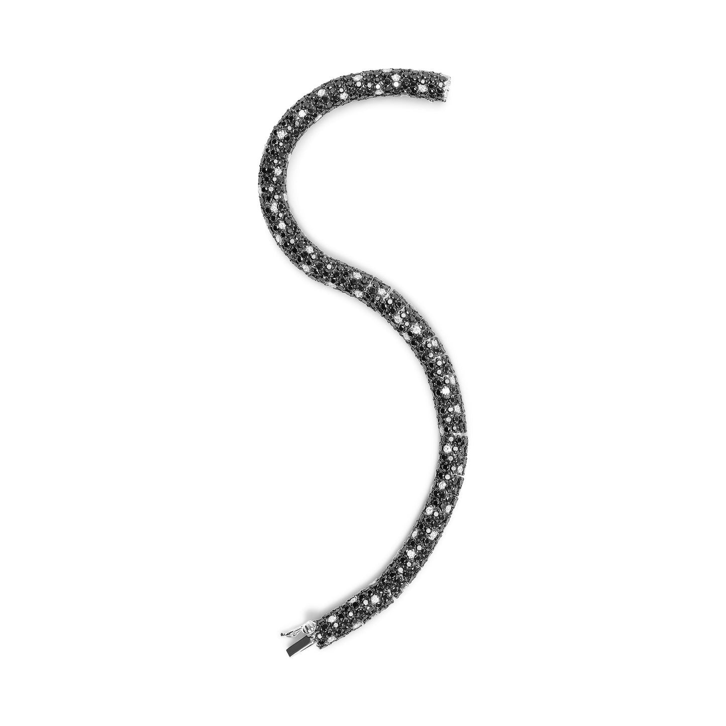 18K White Gold 20.0 Cttw Black and White Pave Set Diamond Eternity Snake Skin Style Tennis Bracelet (Black and G-H Color, SI1-SI2 Clarity) - Size 7" Bids.com