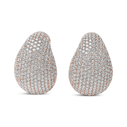 18K Rose Gold 13 1/5 Cttw Micro-Pave Diamond Sculptural Design Statement Omega Back Earrings (G-H Color, SI1-SI2 Clarity) Bids.com