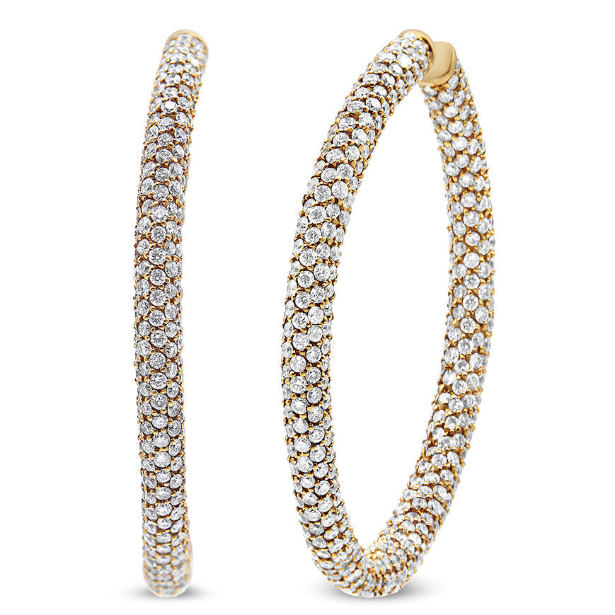 18K Rose Gold 6.90 Cttw Pave Set Diamond Inside Out Eternity Hoop Earrings (F-G Color, VS1-VS2 Clarity) Bids.com