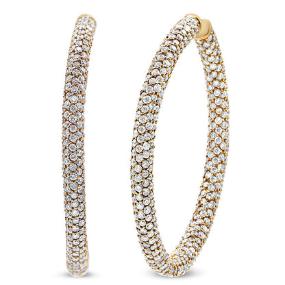 18K Rose Gold 6.90 Cttw Pave Set Diamond Inside Out Eternity Hoop Earrings (F-G Color, VS1-VS2 Clarity) Bids.com