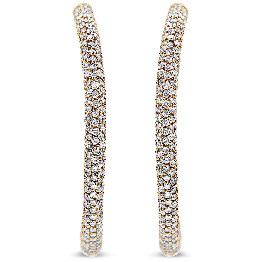 18K Rose Gold 6.90 Cttw Pave Set Diamond Inside Out Eternity Hoop Earrings (F-G Color, VS1-VS2 Clarity) Bids.com